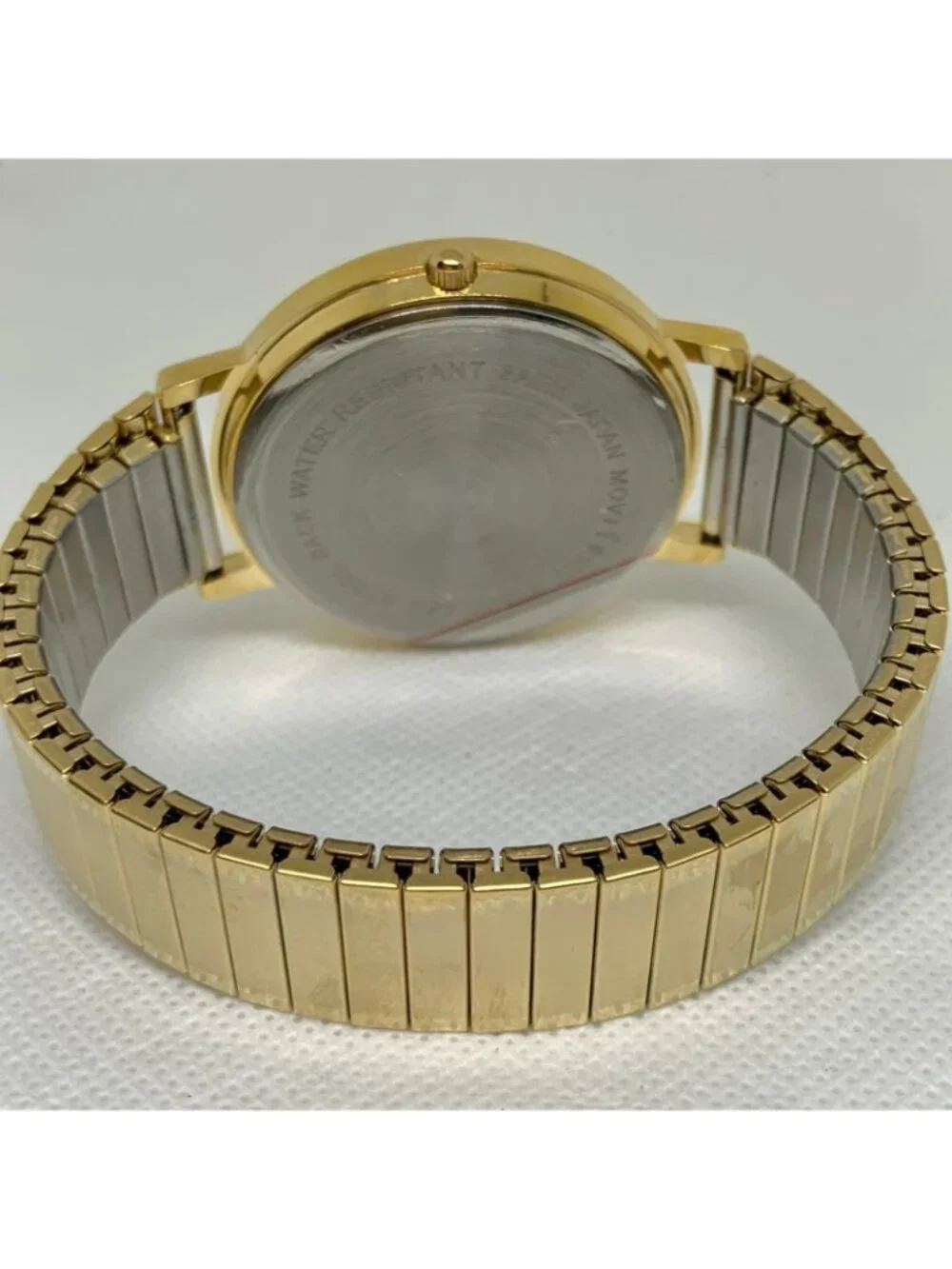 A&F gold tone Quartz analog watch 42mm white dial easy reader numbers running